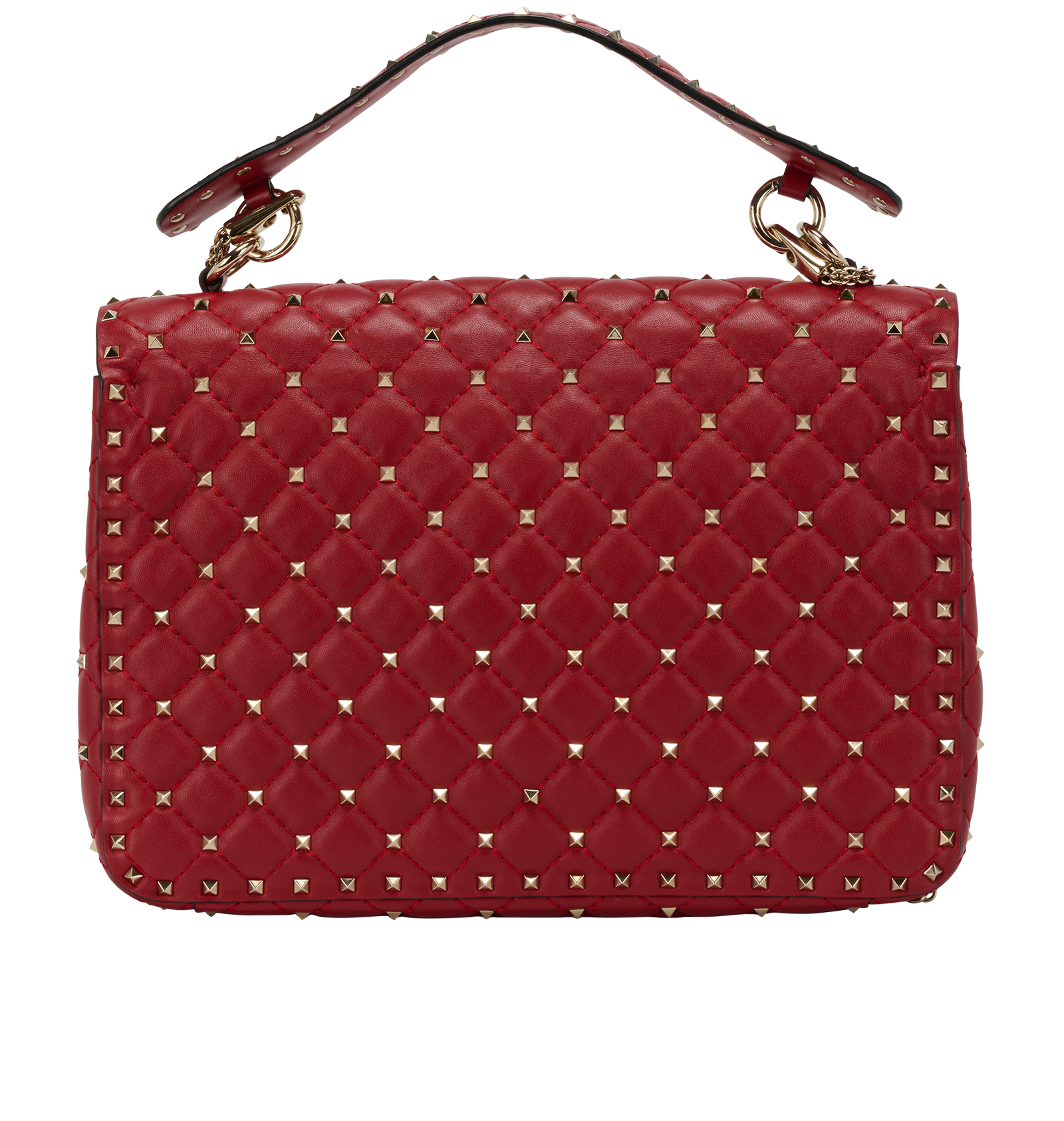 Large Rockstud Spike Shoulder Bag, &pound;650, Handbags, Red, Leather, Back view
